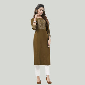 Pure Viscose Pankhudi Kurti - Green